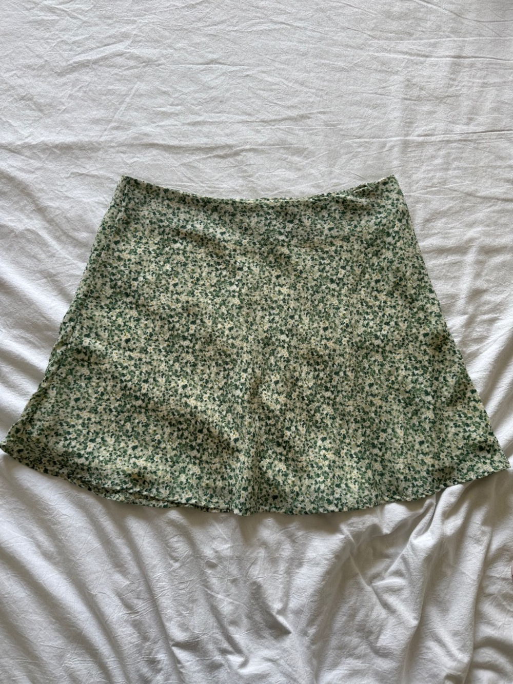 Green Floral Mini Skirt